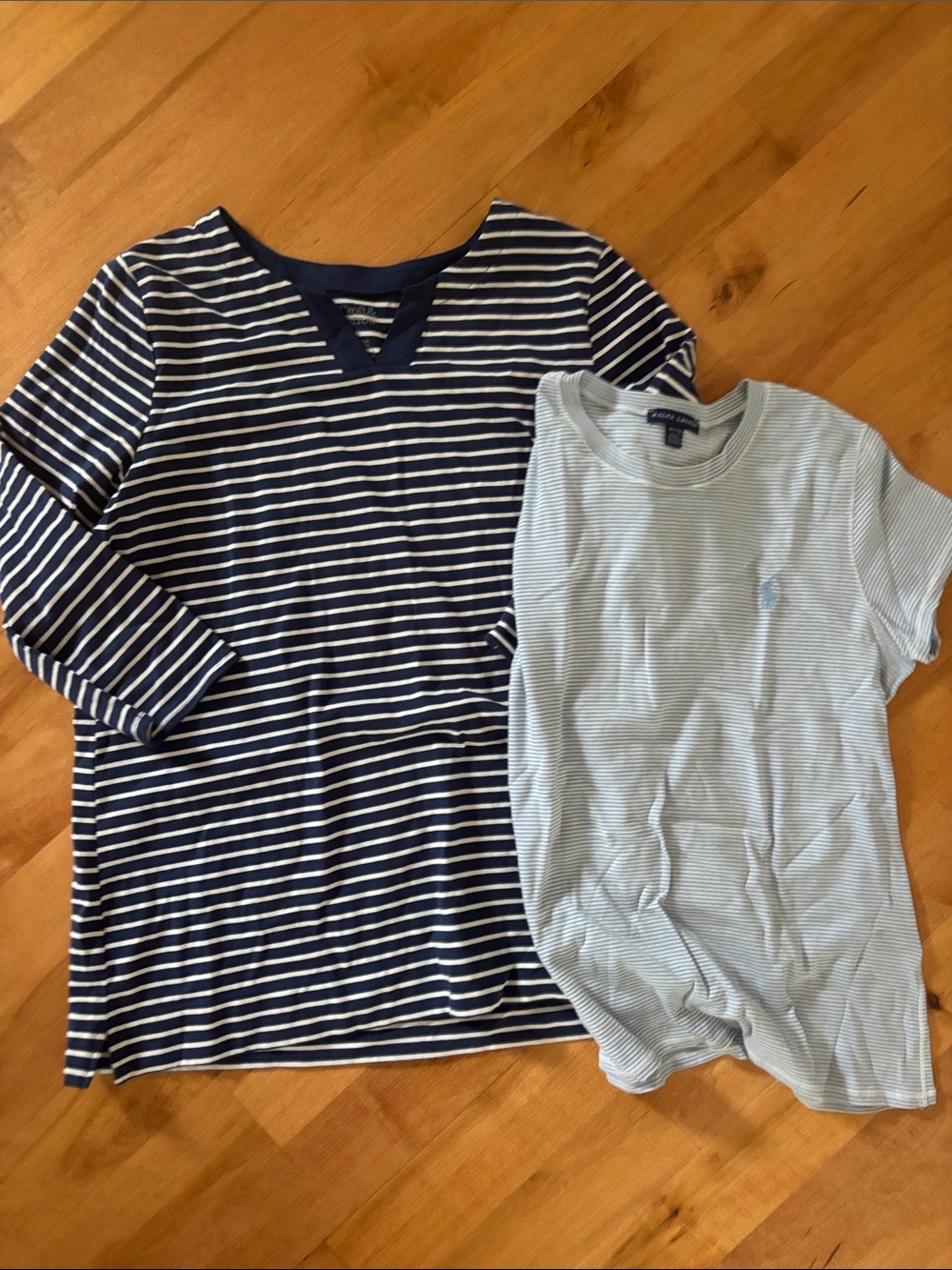 croft & barrow Navy tunic top  and Ralph Lauren Lt Blue short sleeve  - Set of 2